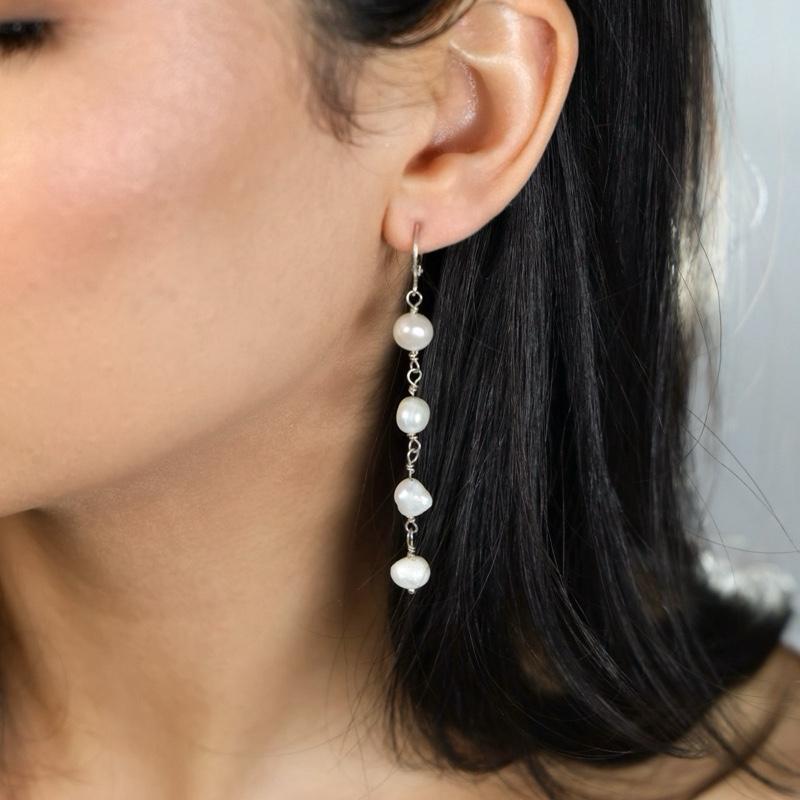 GAIA Pearl Drop Chain Earrings